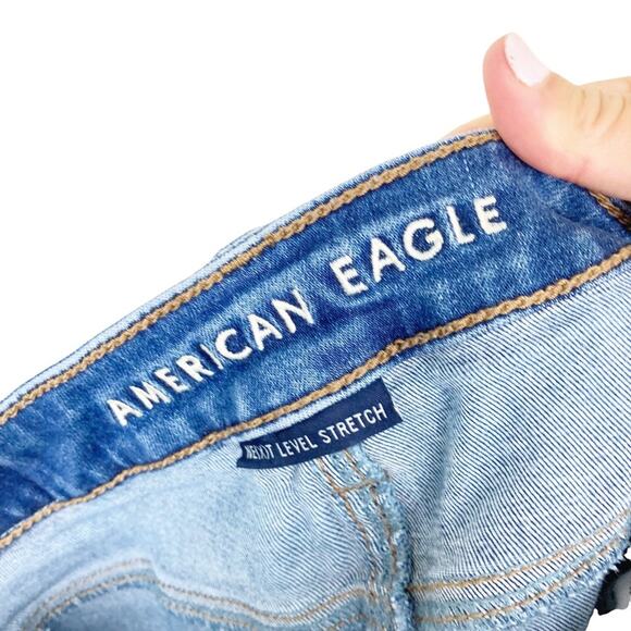 American Eagle Super High Rise Distressed Jegging Skinny Jeans Sz 0 - Picture 5 of 9